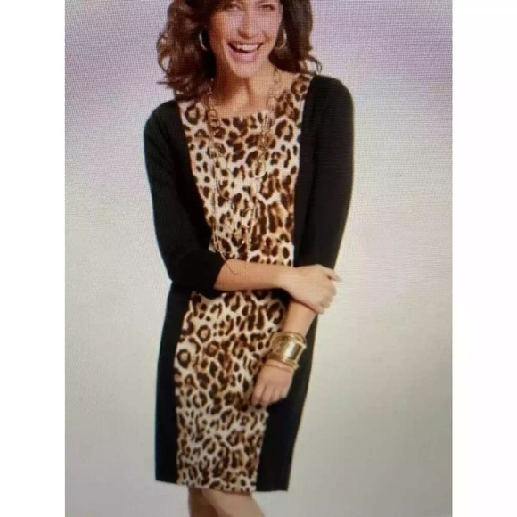 Chicos So Slimming sz 0 leopard print sheath dress sz 4/6 - Picture 1 of 5